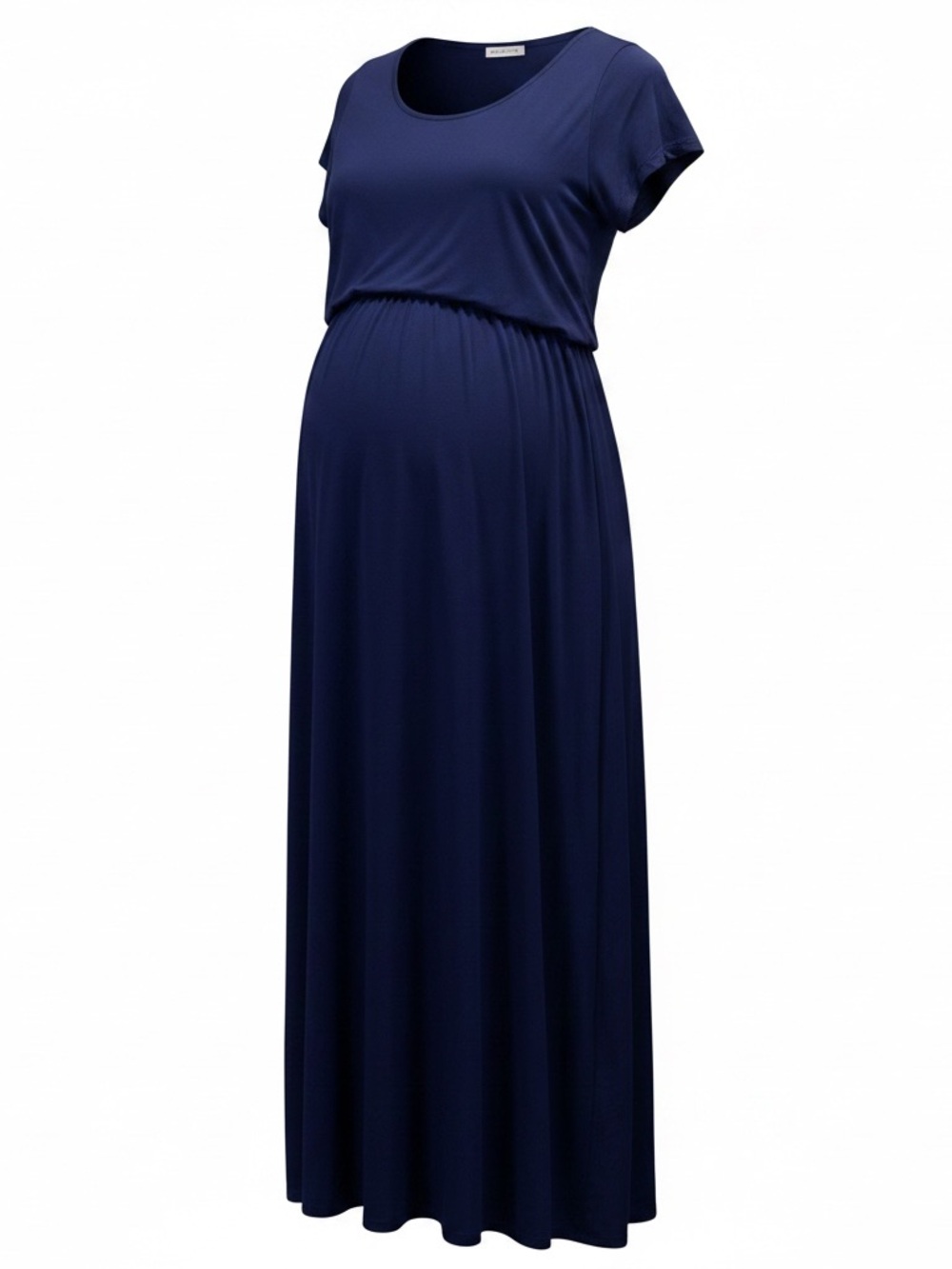 Navy Maternity Maxi Dress with Elastic Waist
